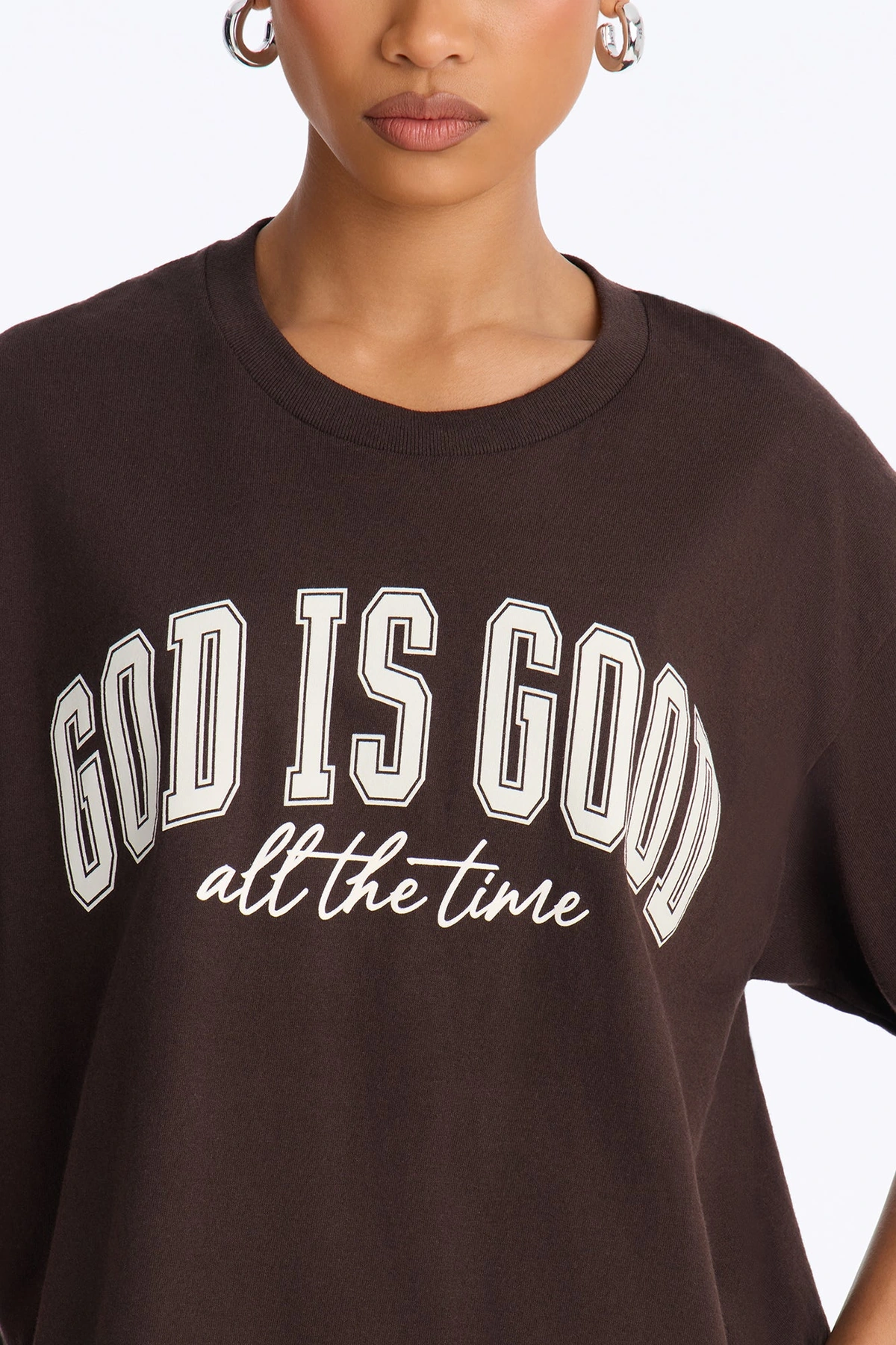 God Is Good All The Time Oversized Tee - Chocolate — Chocolate