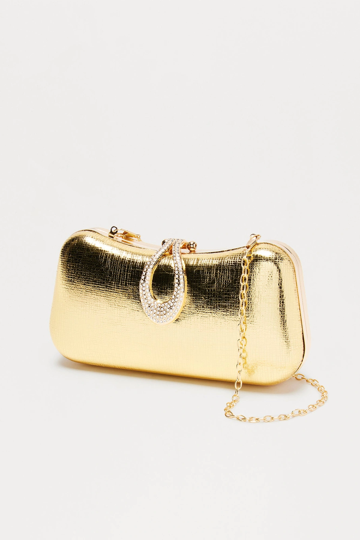 After Hours Faux Leather Clutch - Gold — Dourado