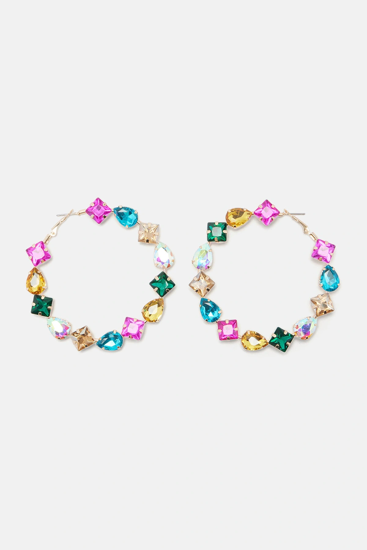 So So There Hoop Earrings - Gold/Multi — Dourado/Multicolor