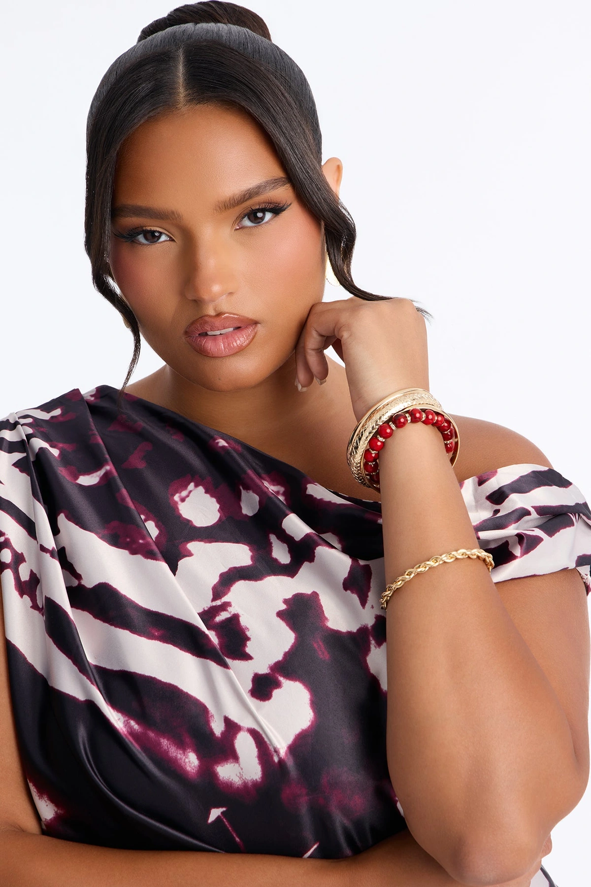 Found My Way 5 Piece Bracelet Set - Gold/Red — Dourado/Vermelho