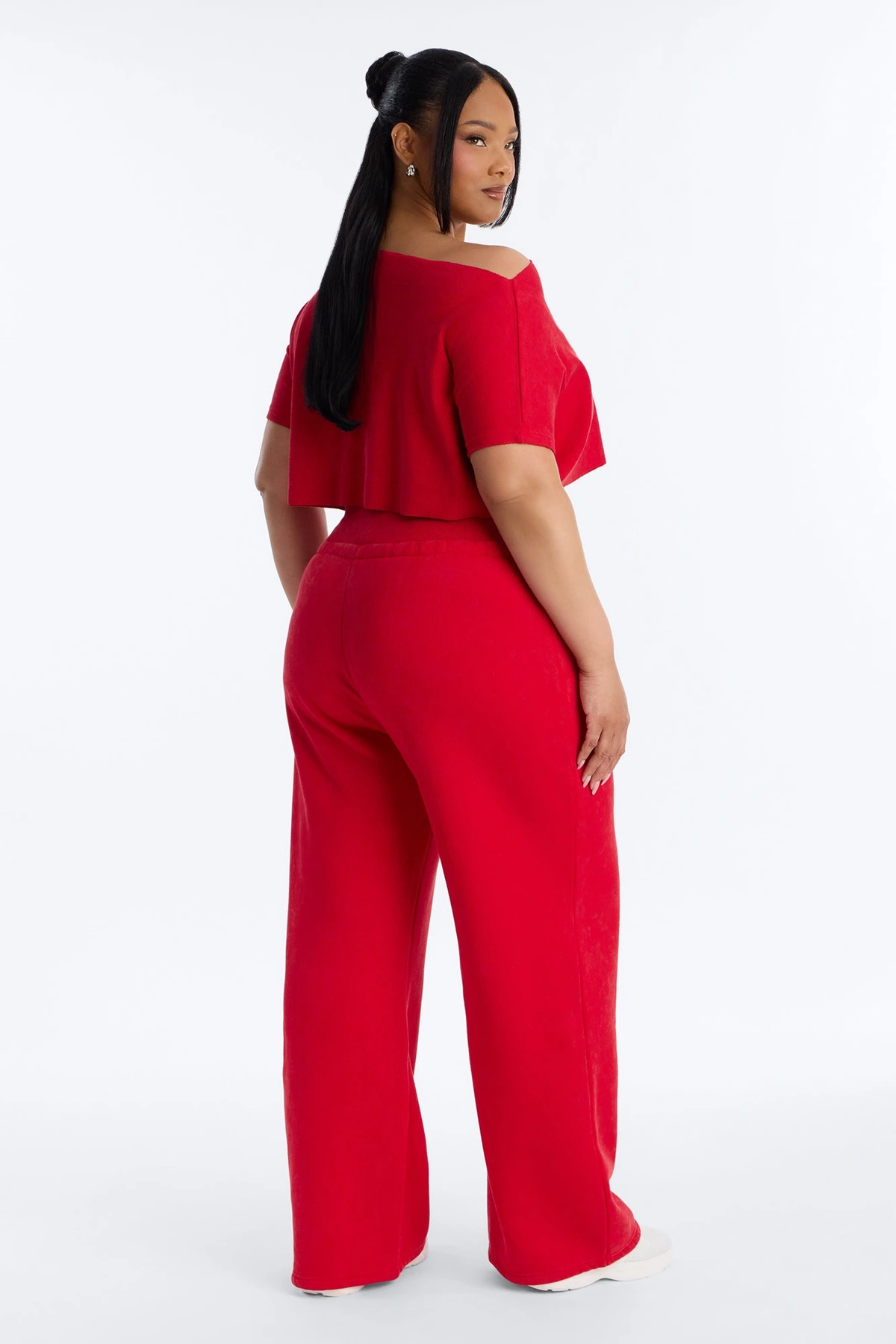 Mila Off Shoulder Top And Sweatpant Set - Red — Vermelho