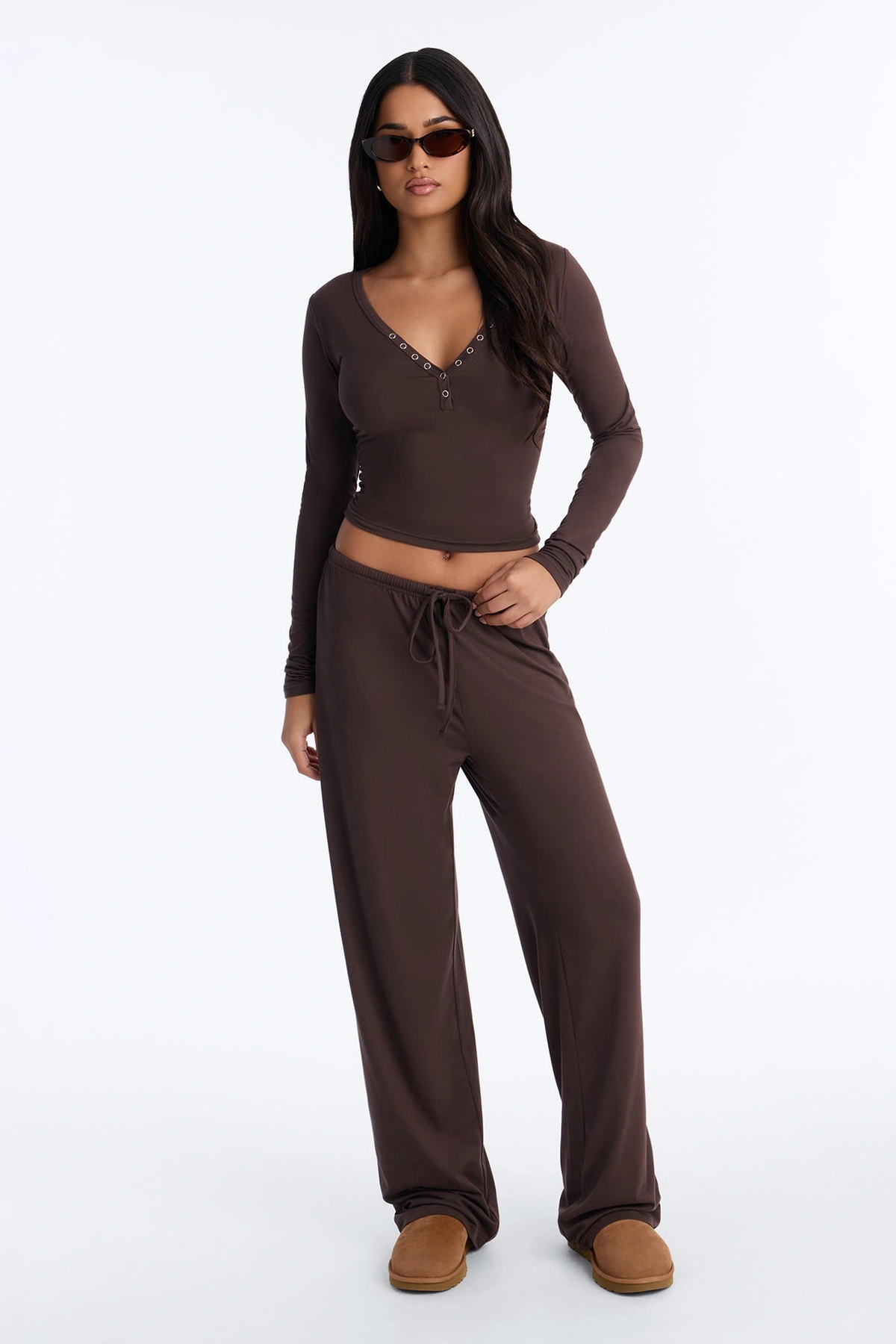 Lazy Morning Pant Set - Chocolate — Chocolate