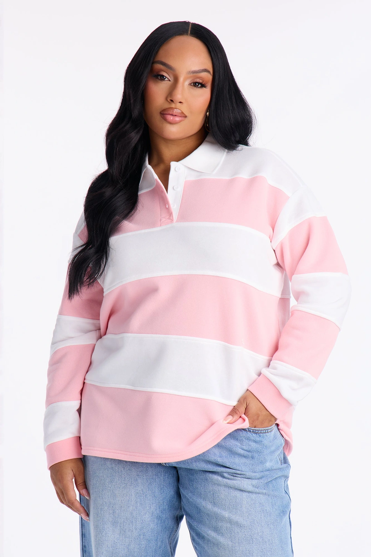 Katie Rugby Striped Polo - Pink/combo — Rosa/combinação