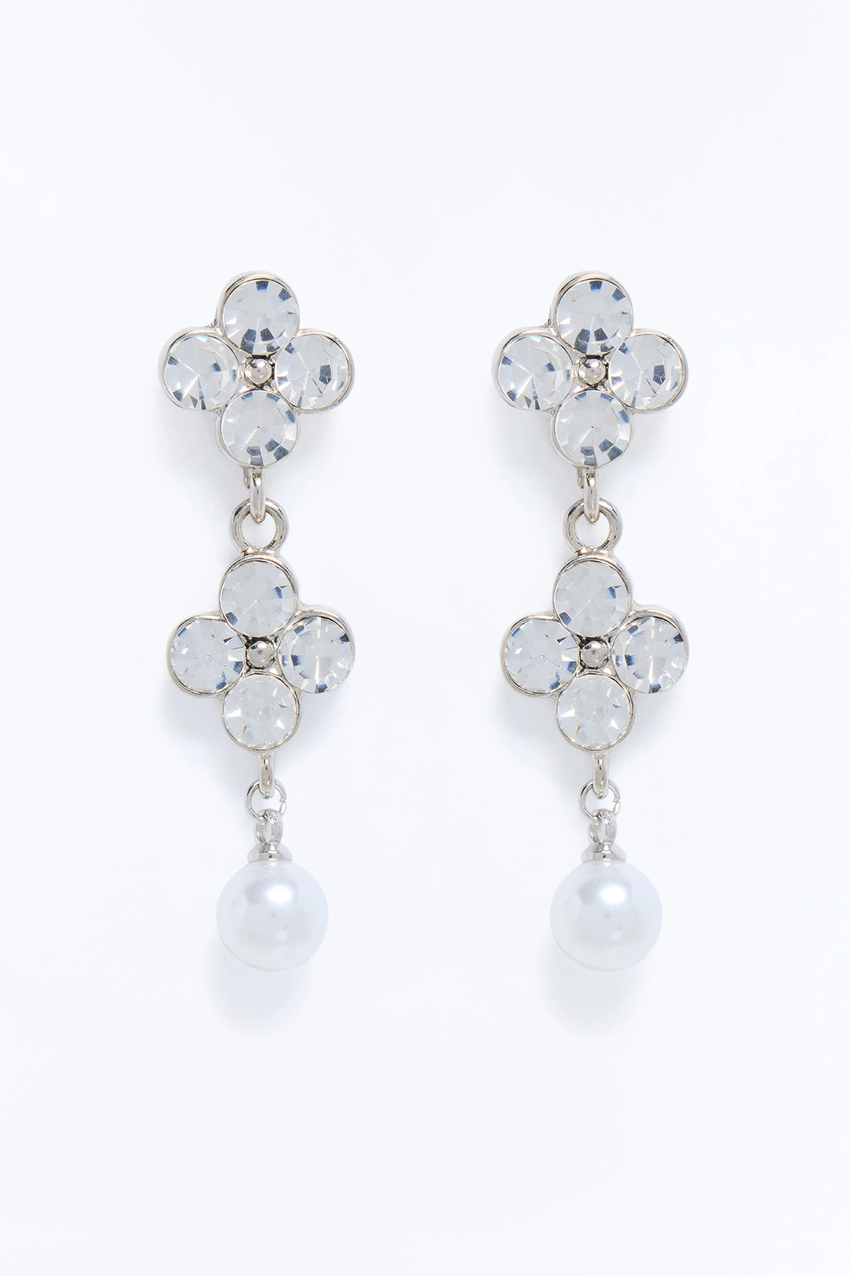 Radiant Clover Drop Earrings - Silver — Prateado