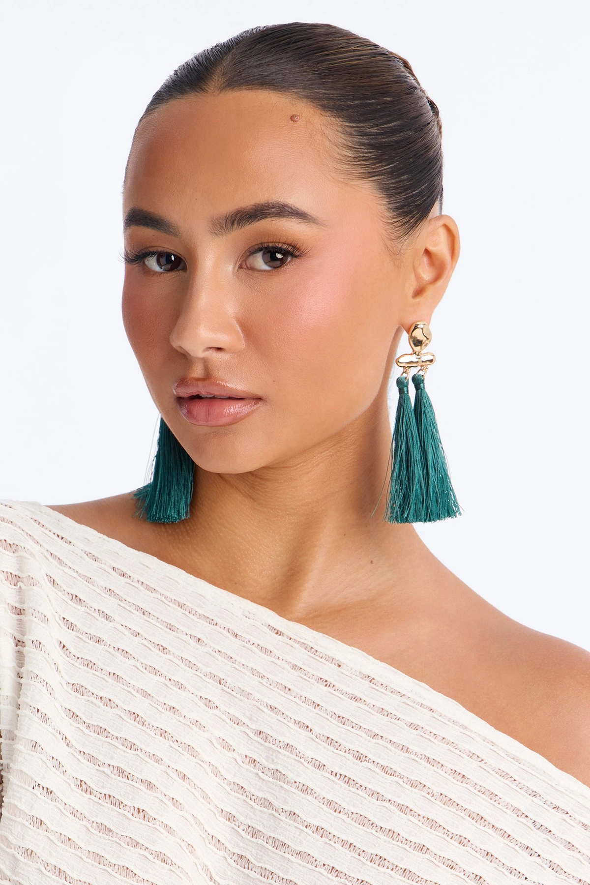 Just Brush It Off Drop Earrings - Gold/Green — Dourado/Verde