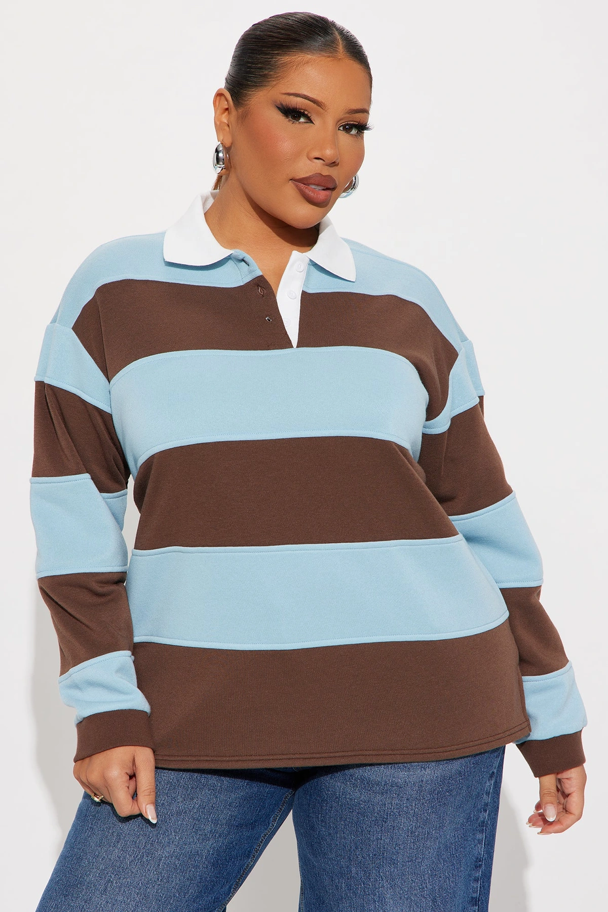 Katie Rugby Striped Polo - Brown/combo — Castanho/combinação