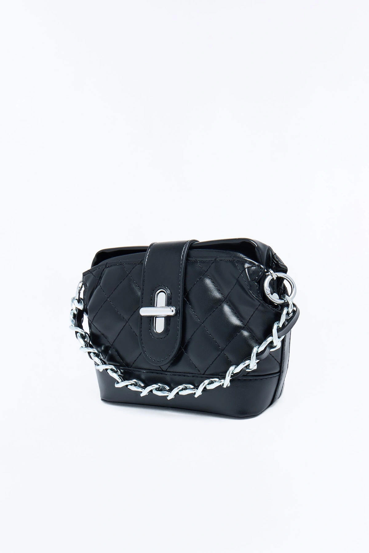 Out And About Faux Leather Quilted Crossbody Handbag - Black — Preto