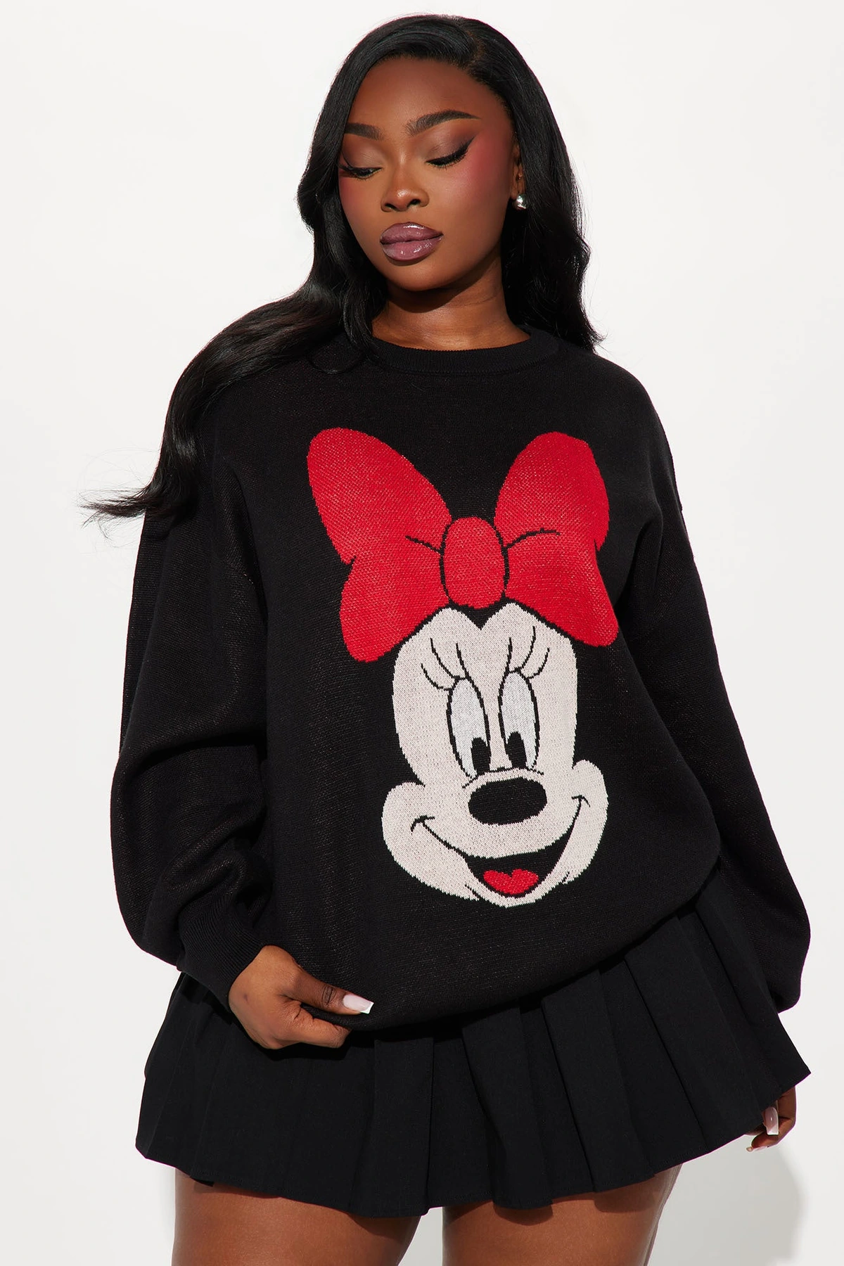 Minnie Mouse Wink Sweater - Black/combo — Preto/combinação