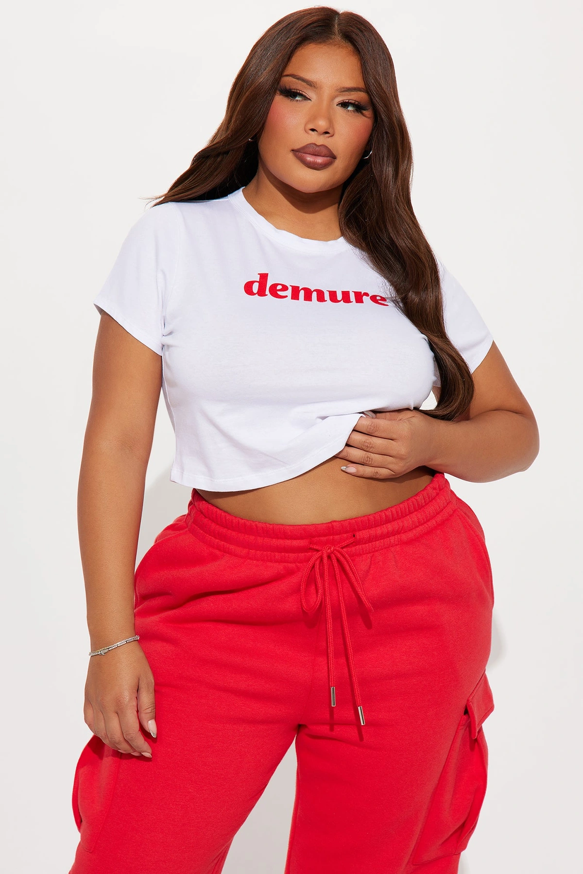 So Demure Baby Tee - White/combo — Branco/combinação