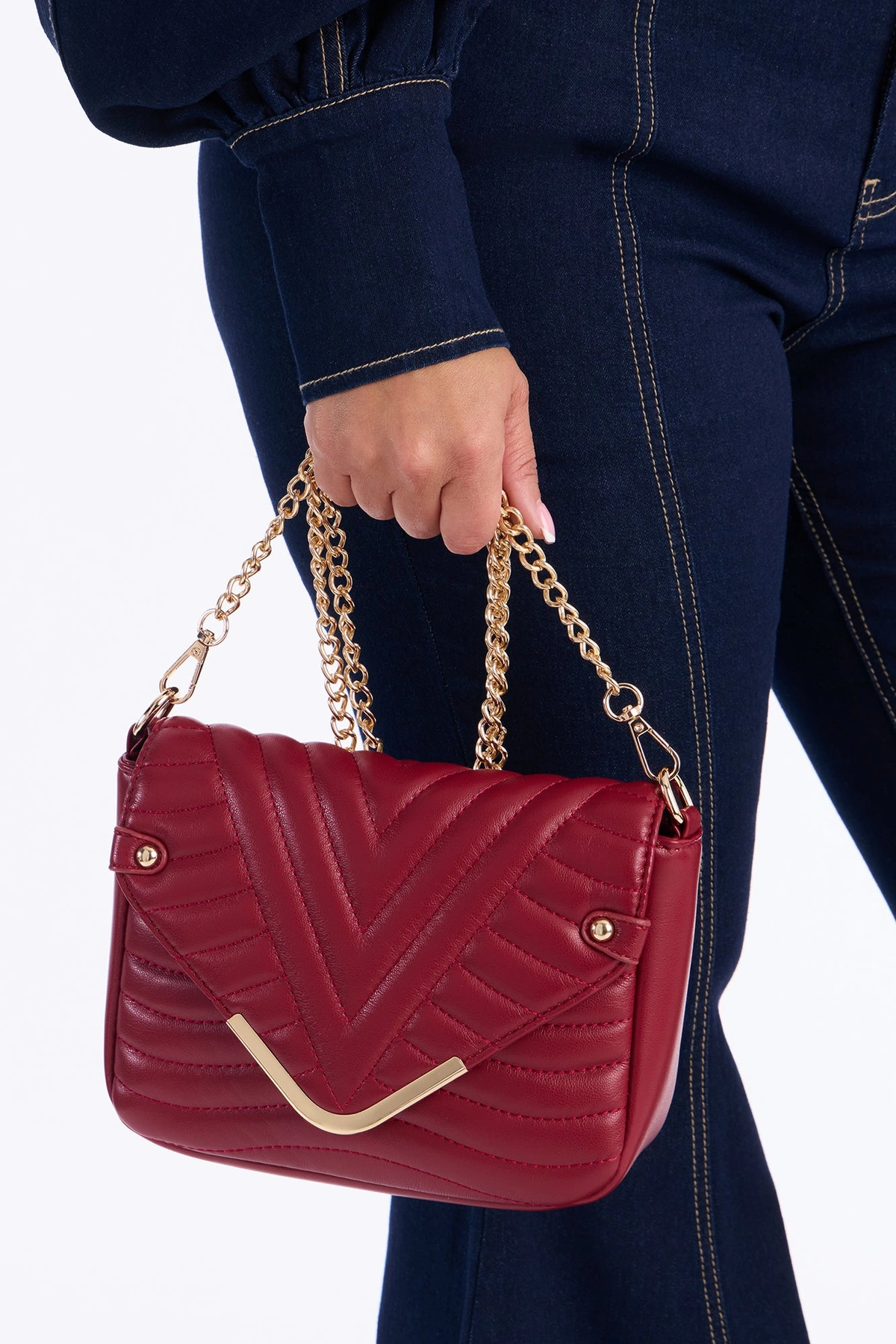 The Night Is Young Faux Leather Crossbody Handbag - Burgundy — Bordô