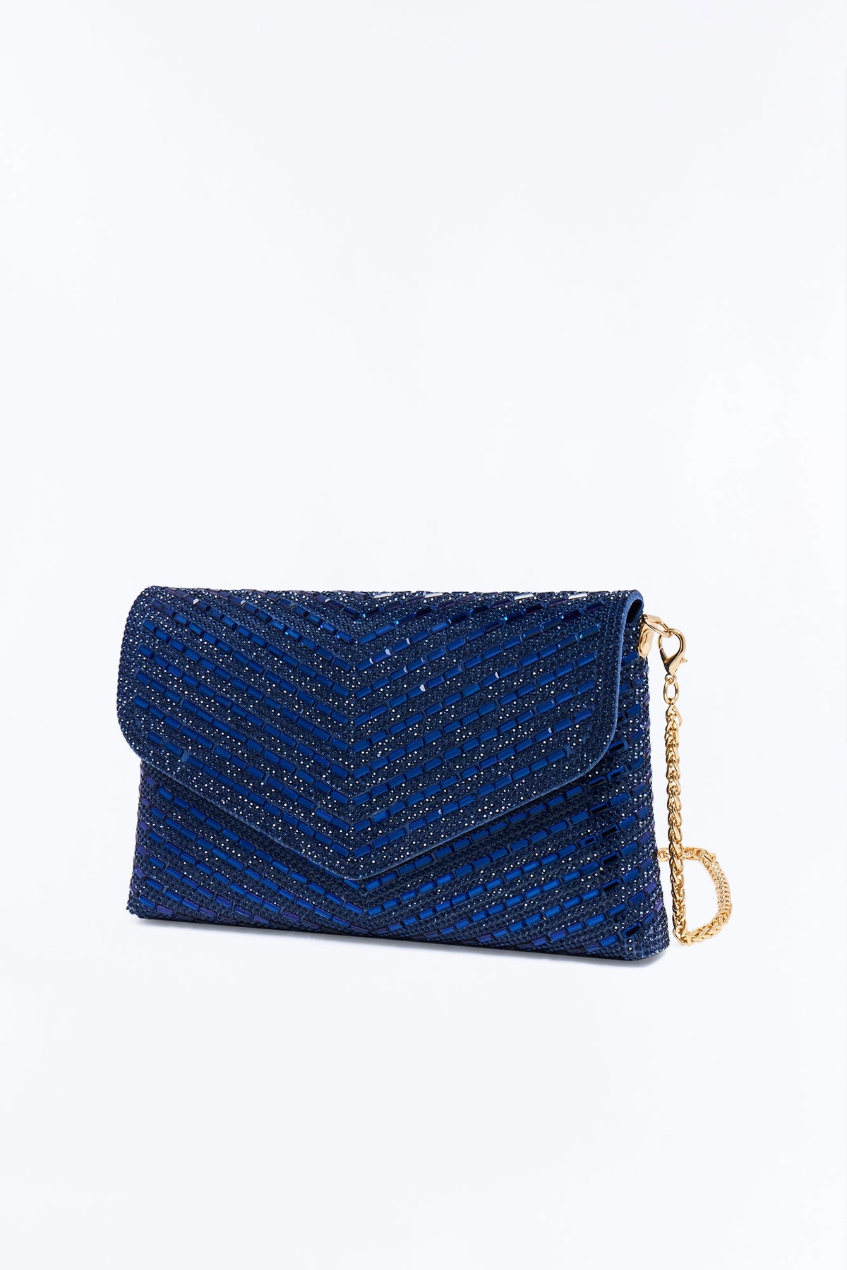 Hollywood Glam Rhinestone Clutch Handbag - Navy — Azul-marinho