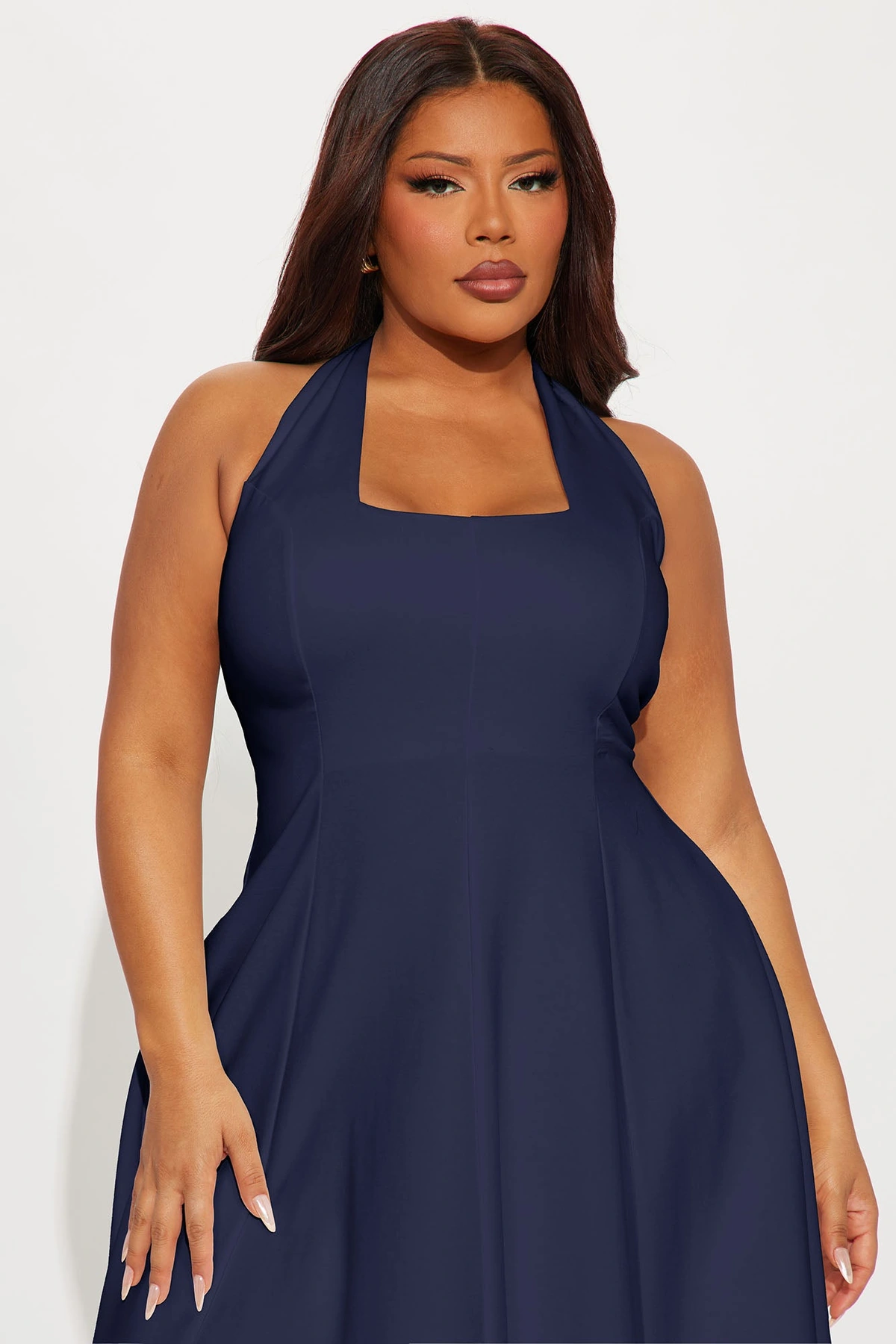 Mabel Ponte Midi Dress - Navy — Azul-marinho