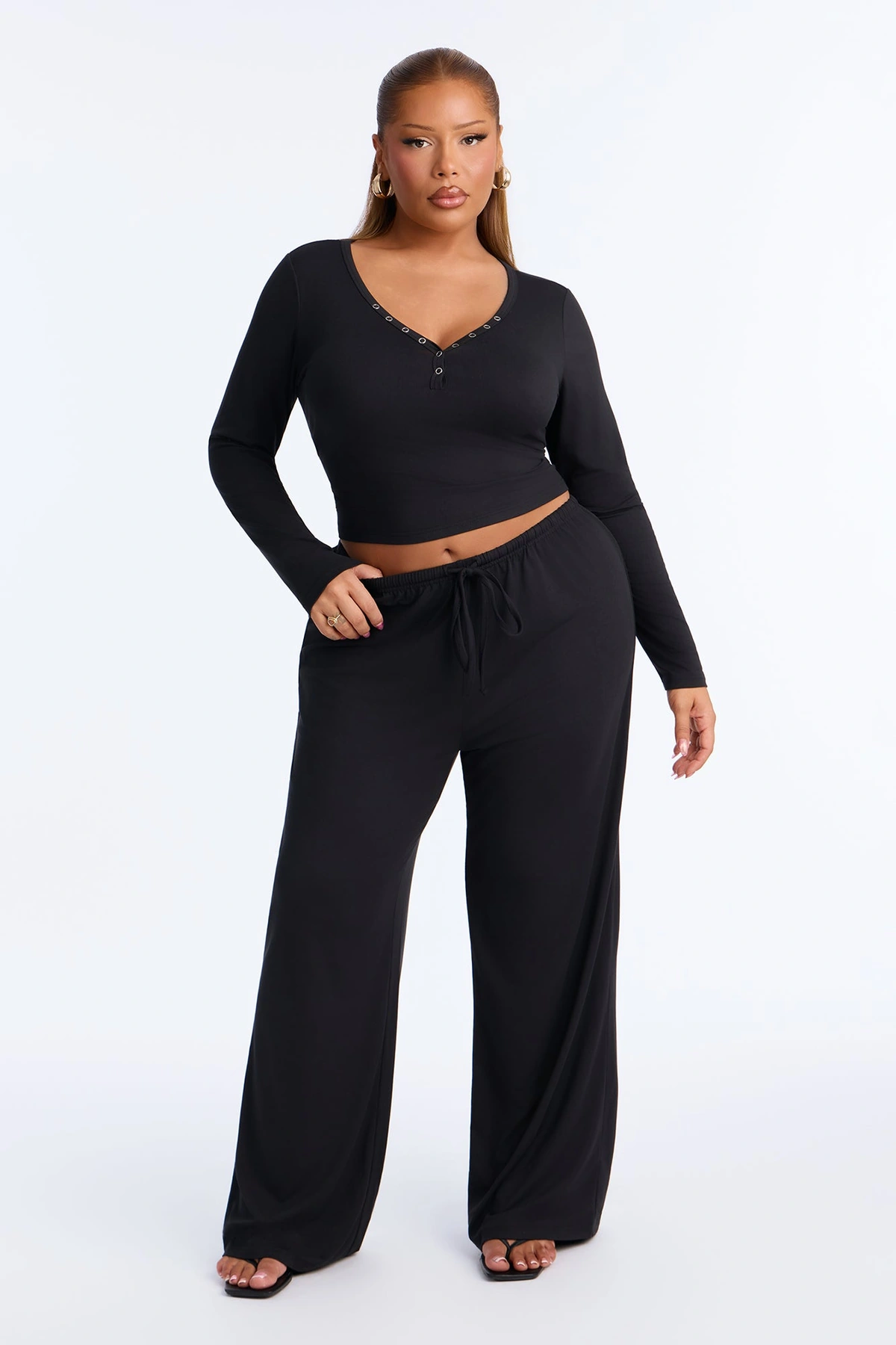 Lazy Morning Pant Set - Black — Preto