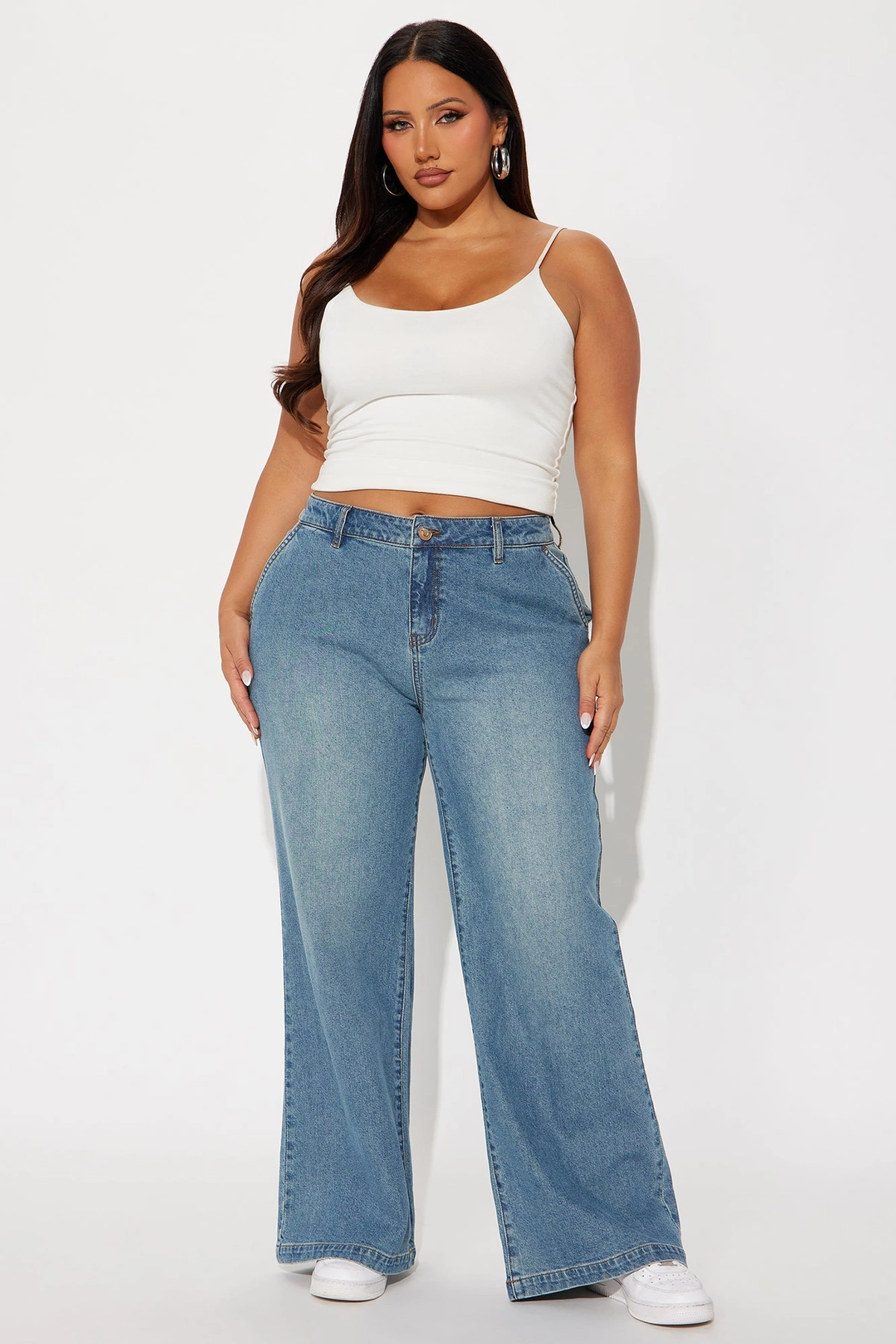 Delusional Drop Waist Jeans - Medium Wash — Ganga de lavagem média