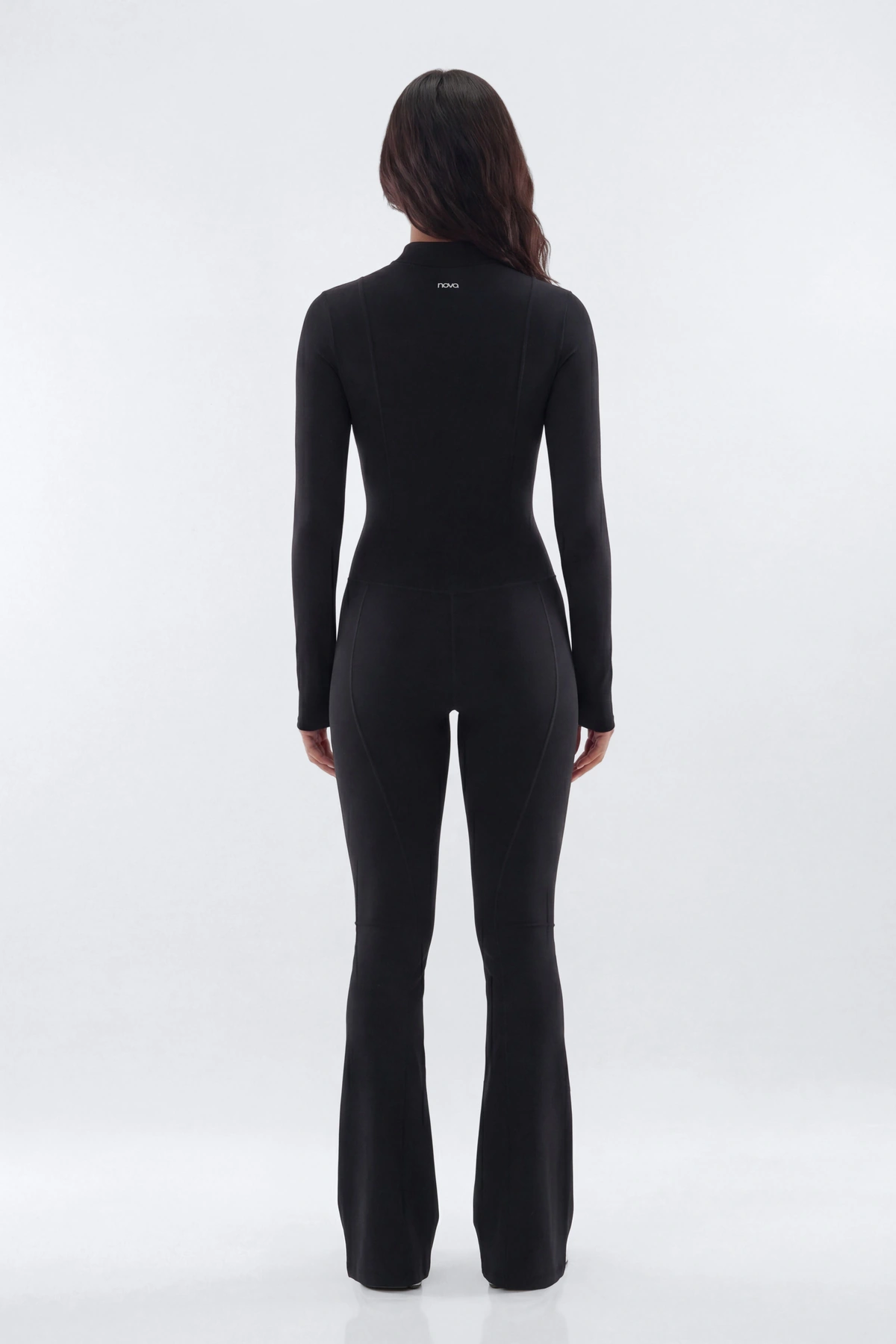 CloudForm™ 32″ Long Sleeve Flare Jumpsuit - Black — Preto