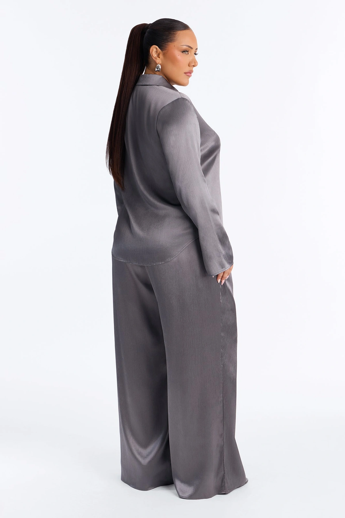 Simply Perfect Satin Pant Set - Dark Grey — Cinzento-escuro