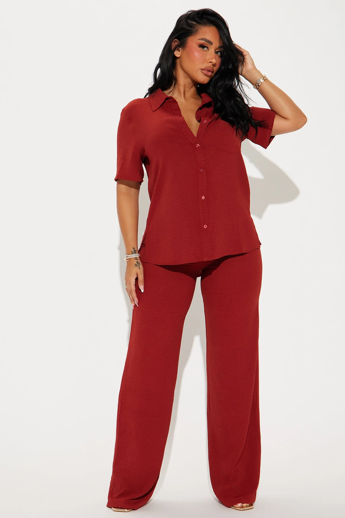 Makenzie Short Sleeve Pant Set - Rust — Ferrugem