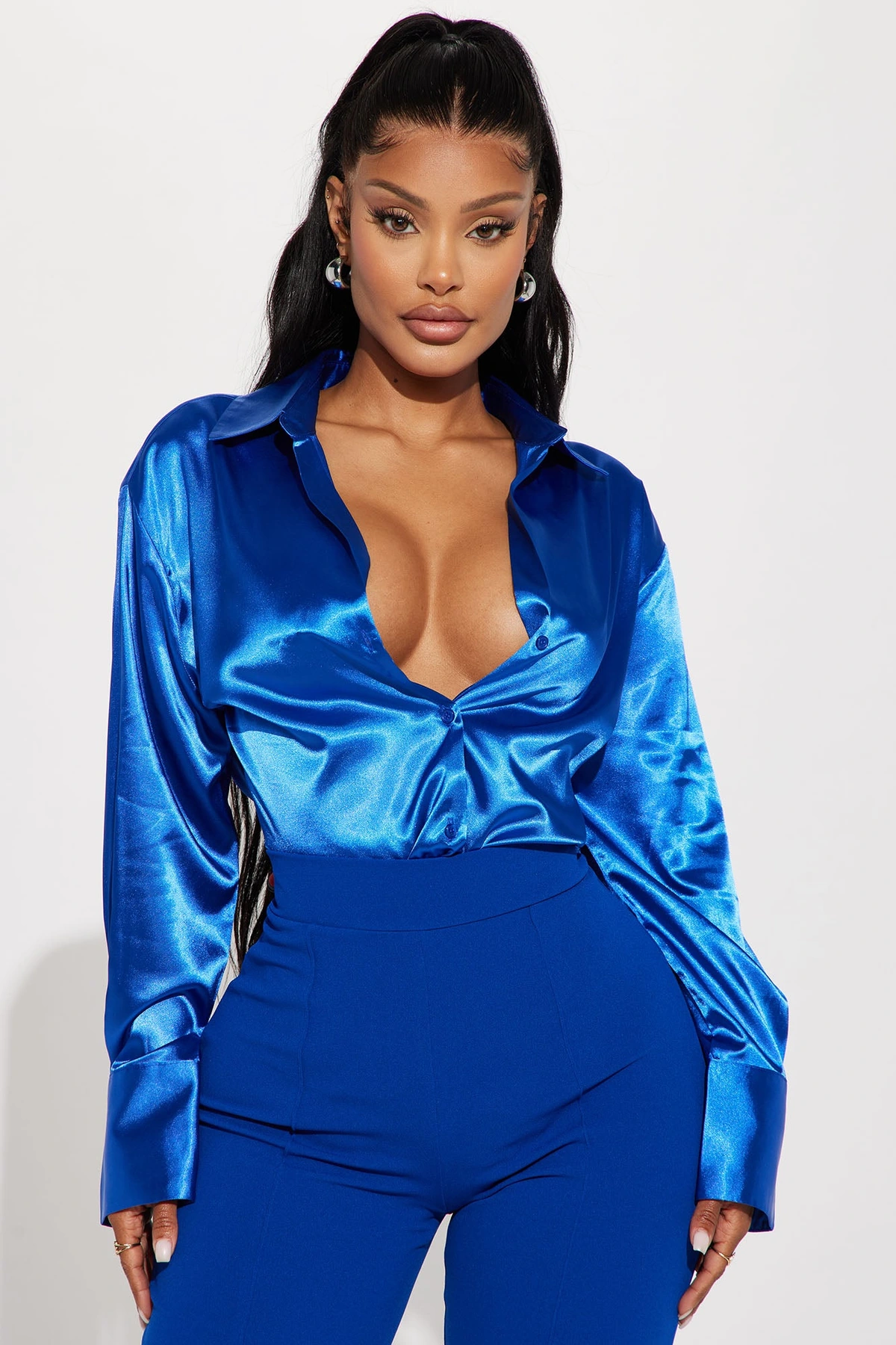 Closet Staple Satin Shirt - Royal — Royal