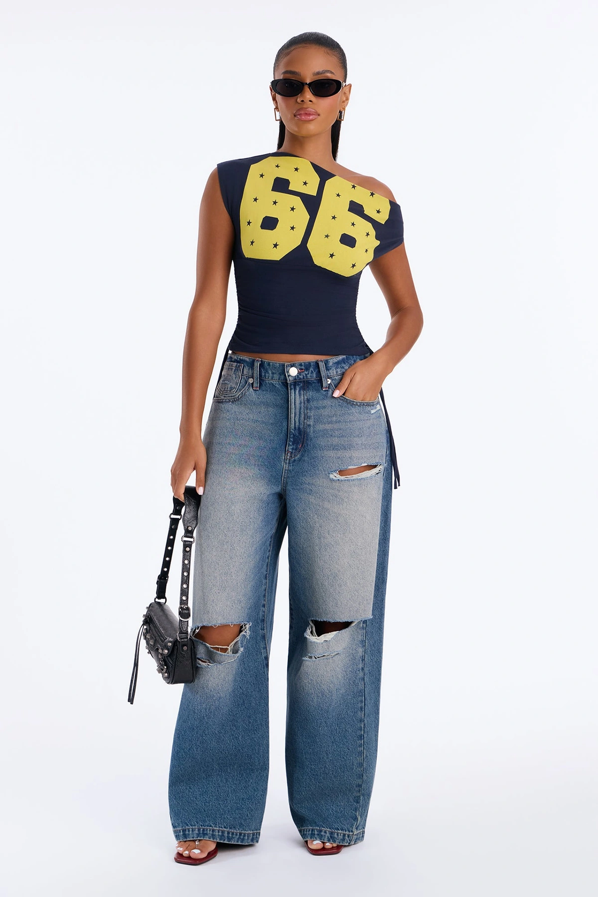 Star Of The Show Cinched Top - Navy — Azul-marinho