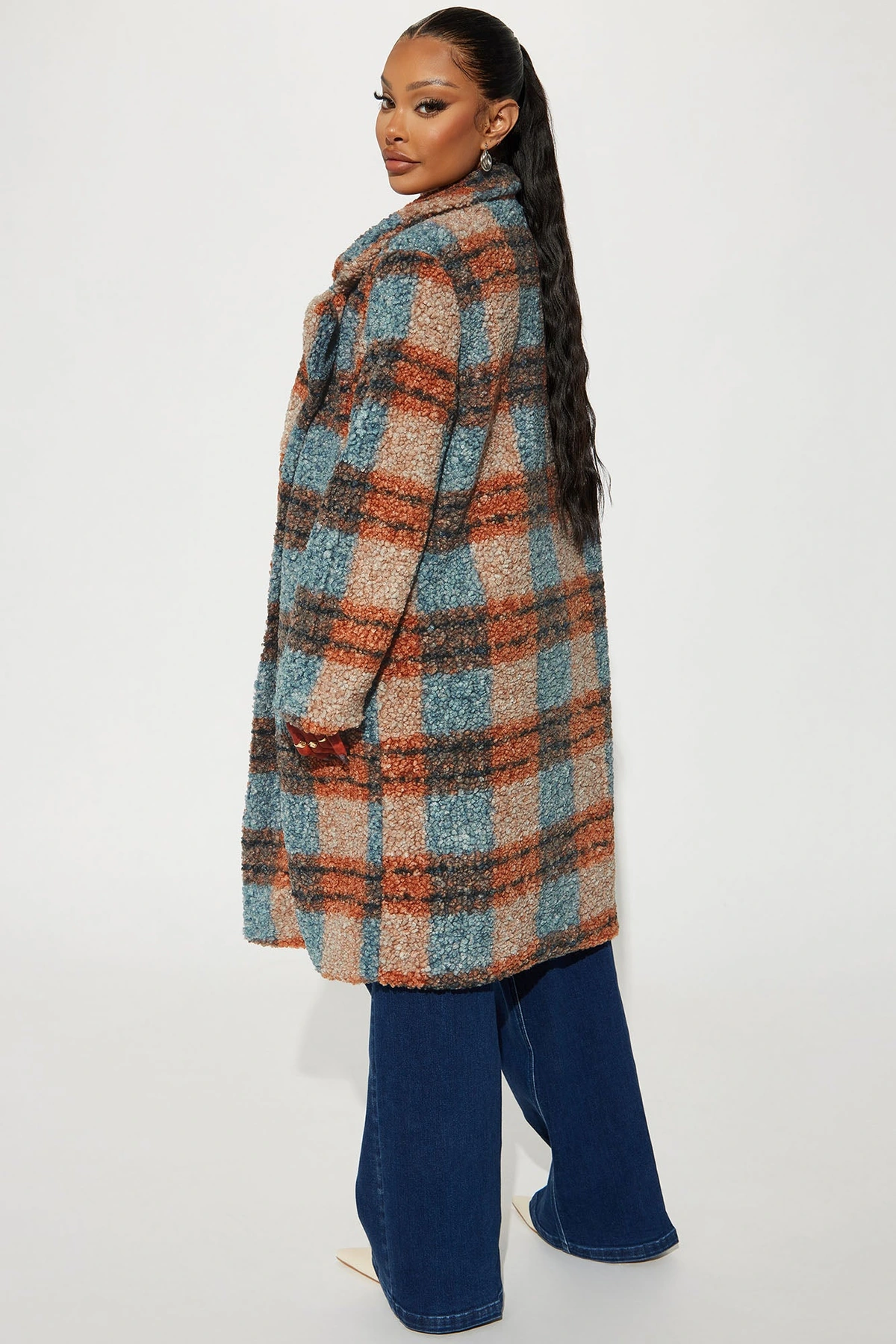 Slow Mornings Sherpa Trench Coat - Blue/combo — Azul/combinação