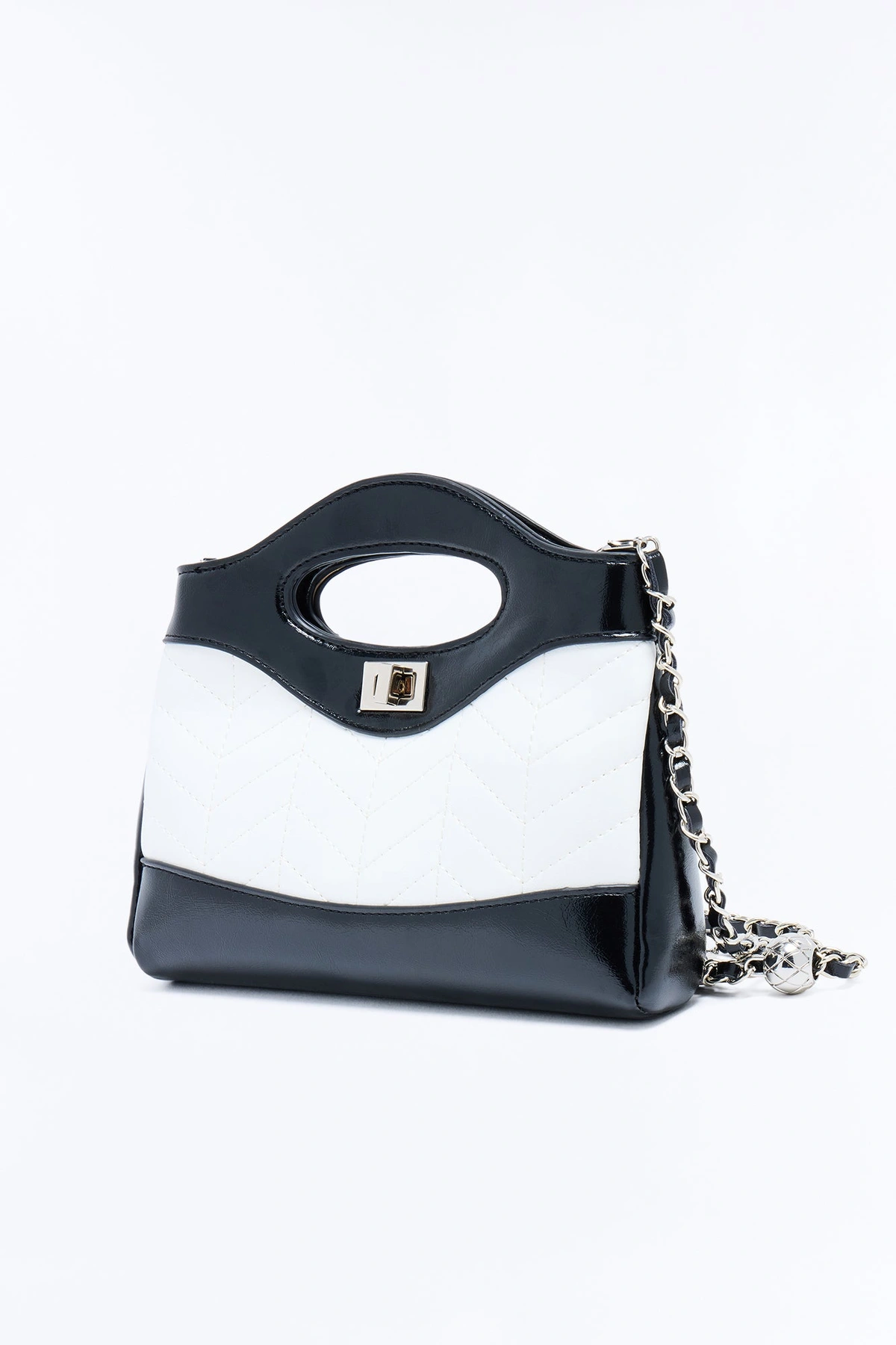 A Walk In Paris Faux Leather Crossbody - White/Black — Branco/Preto