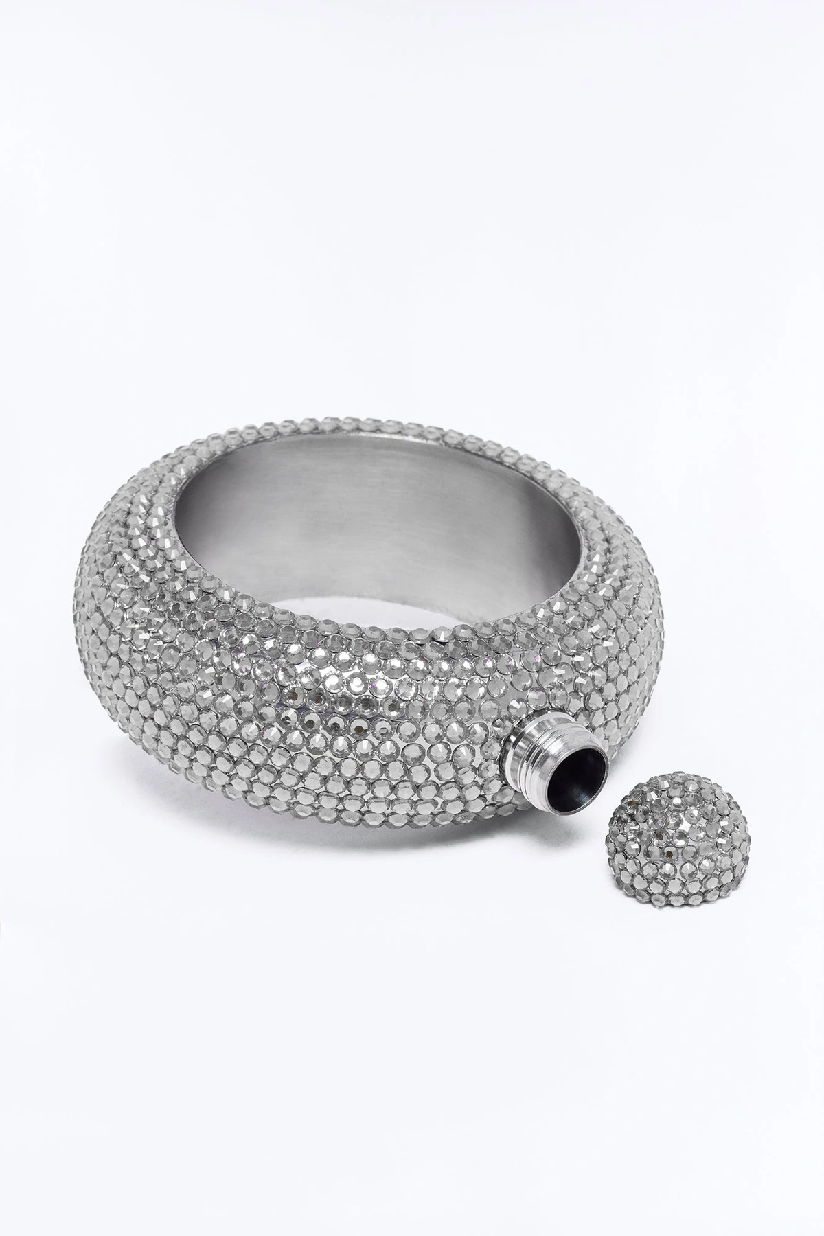 Night Out Secret Rhinestone Flask - Silver — Prateado