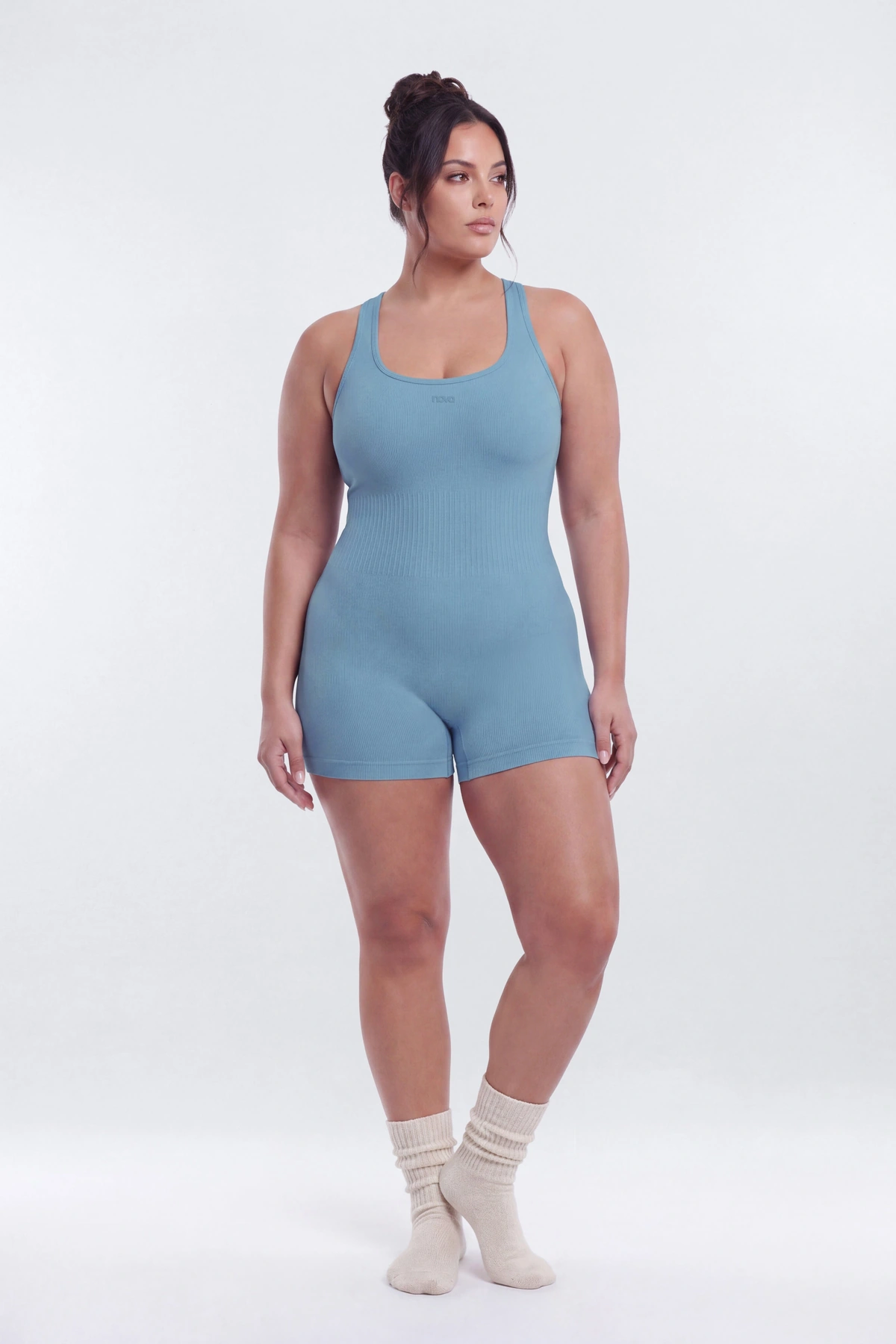CottonFlex™ Low Back Sports Romper - Soft Indigo — Soft Índigo