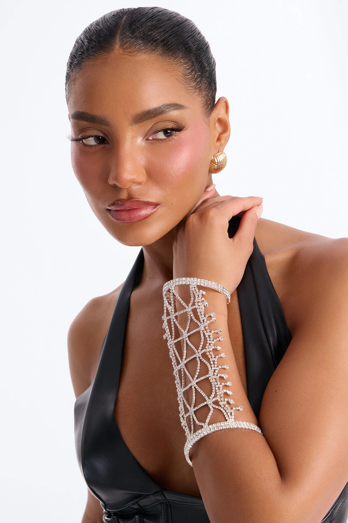 Keep Your Standards High Rhinestone Arm Cuff - Silver — Prateado