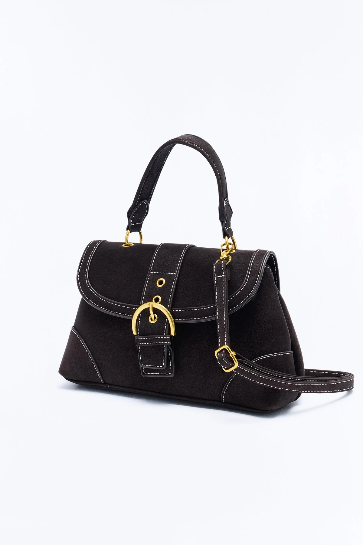Feel Good Faux Leather Crossbody Handbag - Brown — Castanho