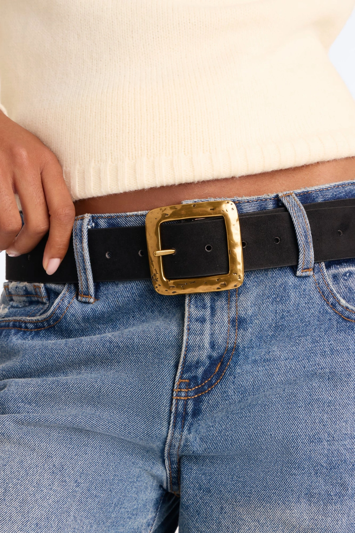 Vintage Dreams Faux Suede Belt - Black — Preto