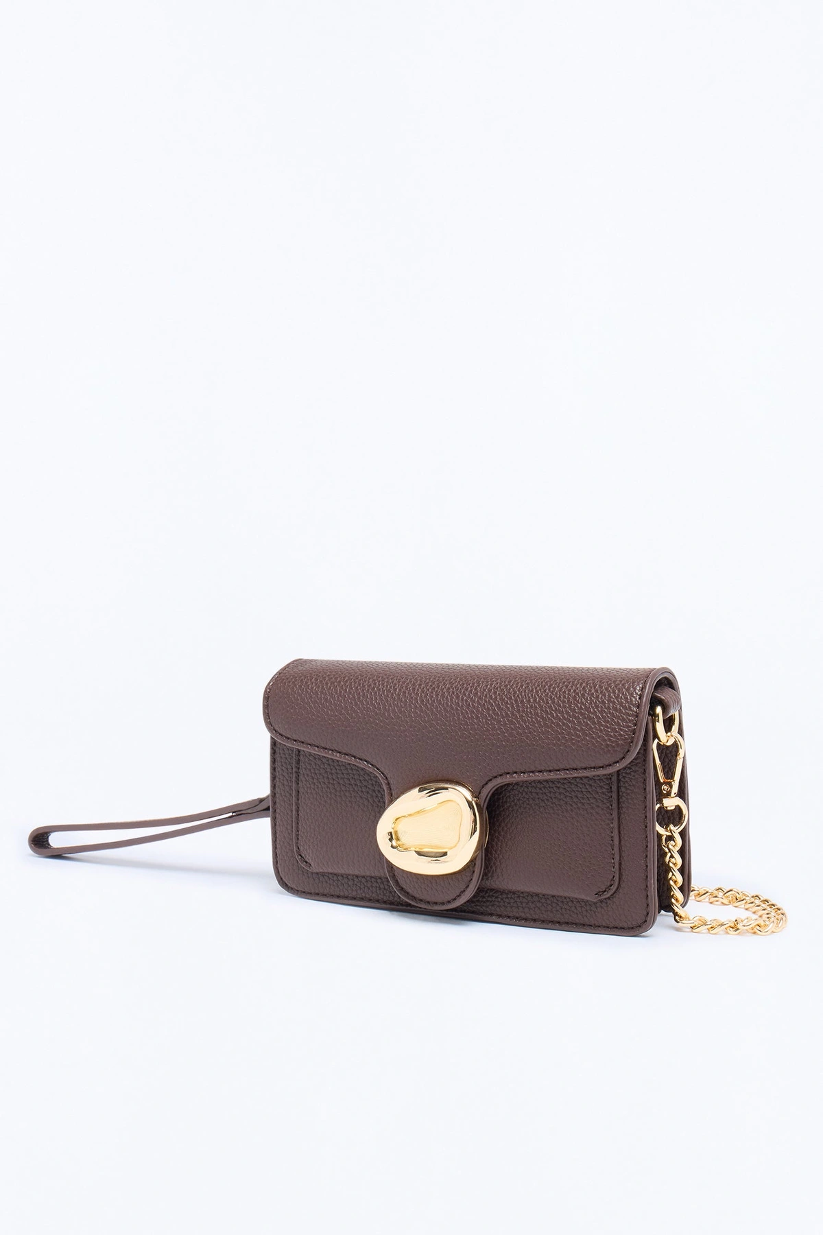 Gold Mine Faux Leather Crossbody Handbag - Brown — Castanho
