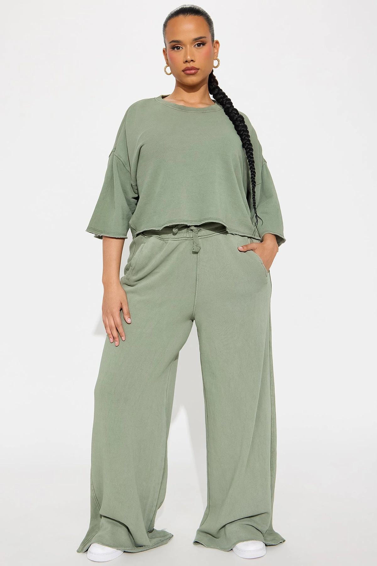 Strollin' Around Pant Set - Sage — Verde-sálvia