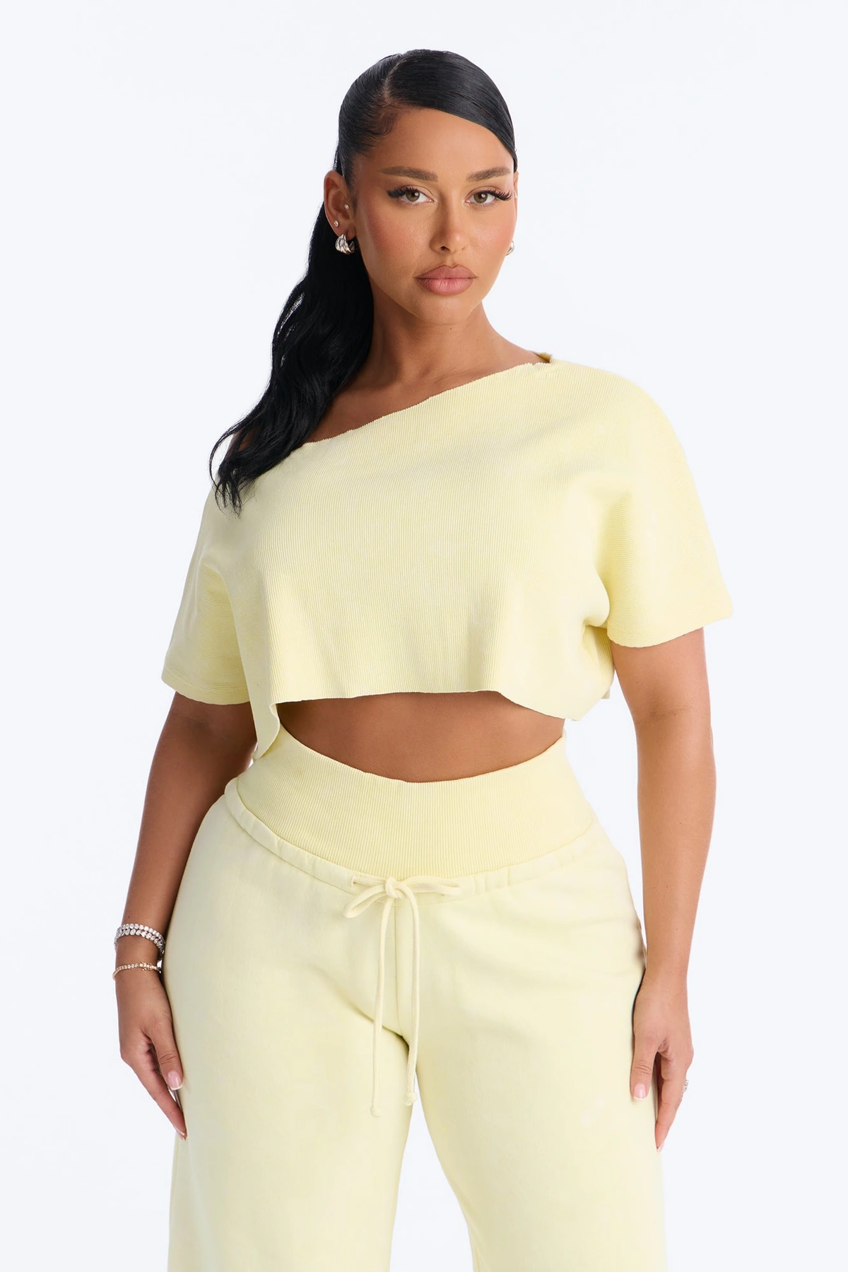 Mila Off Shoulder Top And Sweatpant Set - Yellow — Amarelo
