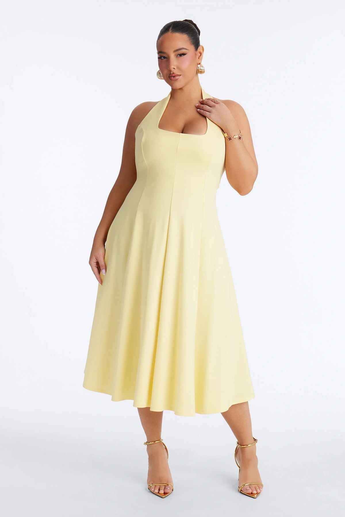 Mabel Ponte Midi Dress - Yellow — Amarelo