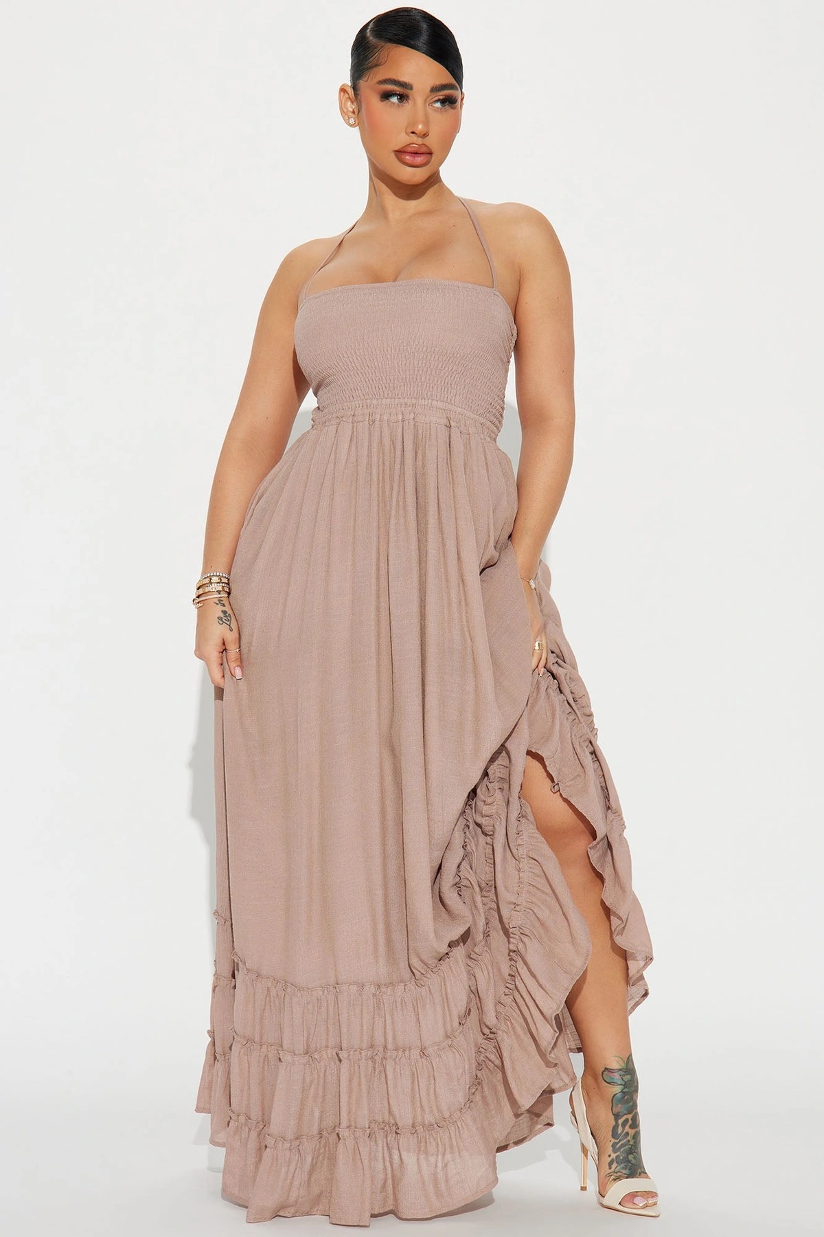 Hayley Halter Maxi Dress - Mocha — Moca