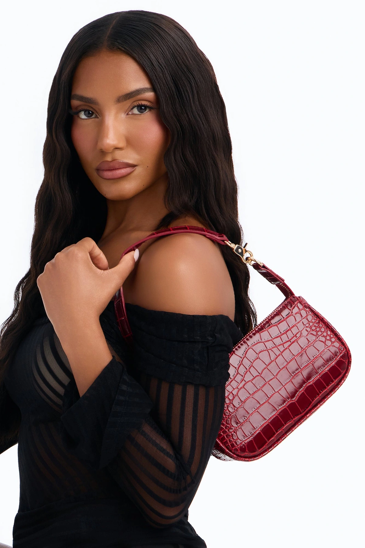 Touch Me Right Faux Leather Shoulder Handbag - Burgundy — Bordô