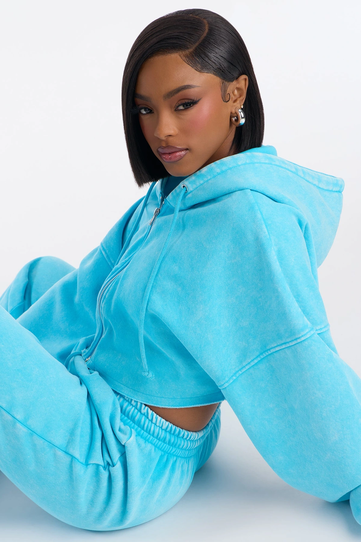 On The Go Fleece Pant Set - Aqua — Aqua