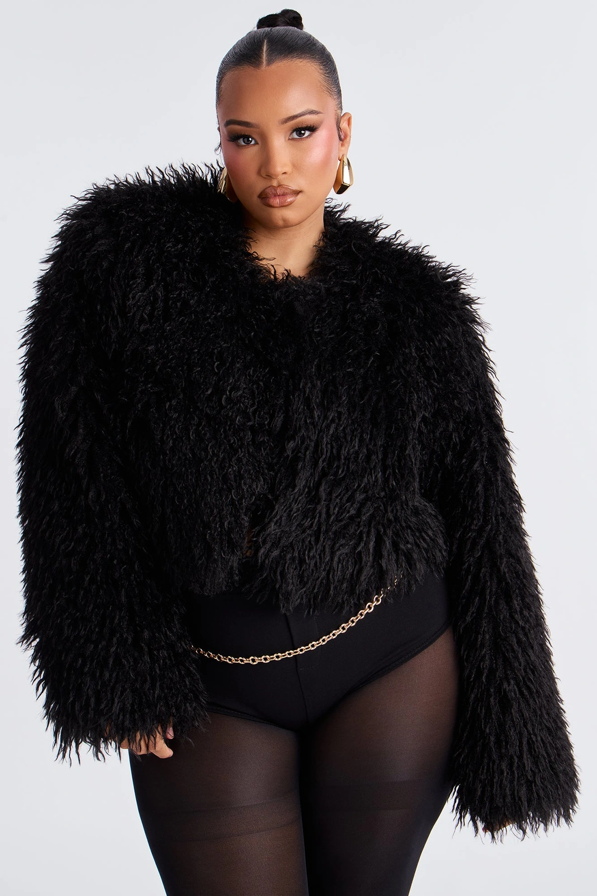 Sydney Faux Fur Coat - Black — Preto