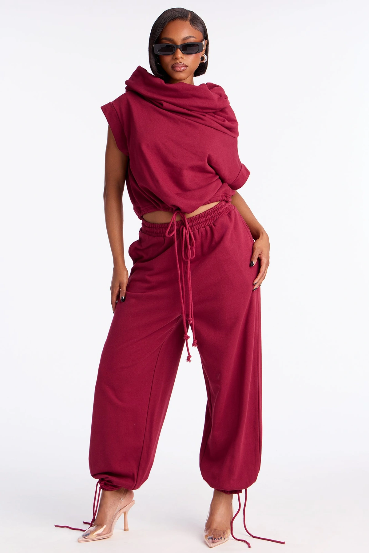 Alexa Jogger Pant Set - Burgundy — Bordô