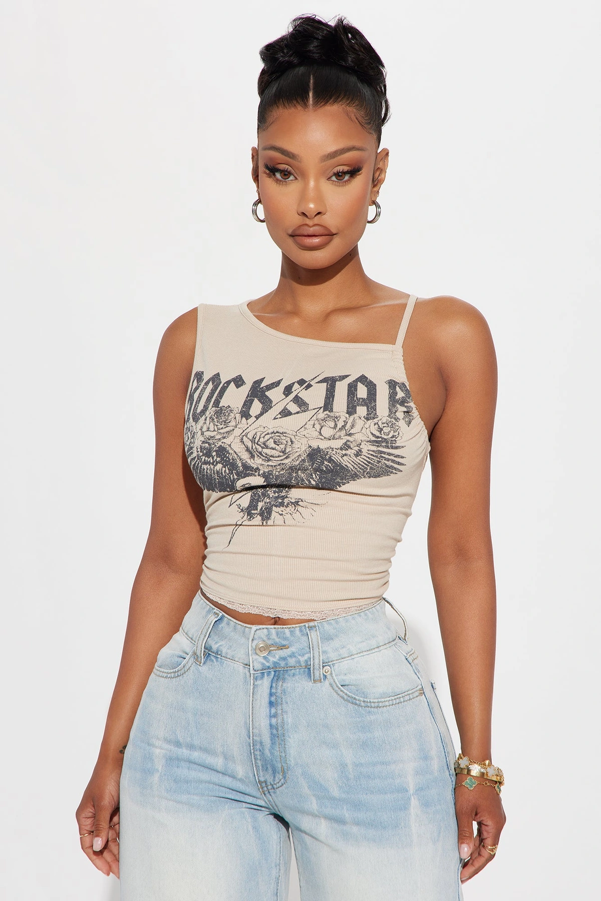 Roses and Rock Graphic Top - Cream — Creme