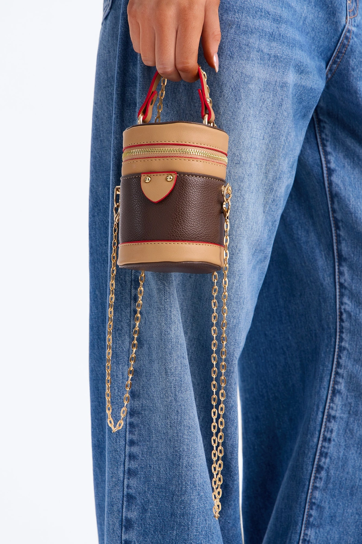 Pocketful Of Chick Faux Leather Mini Satchel Handbag - Brown/combo — Castanho/combinação
