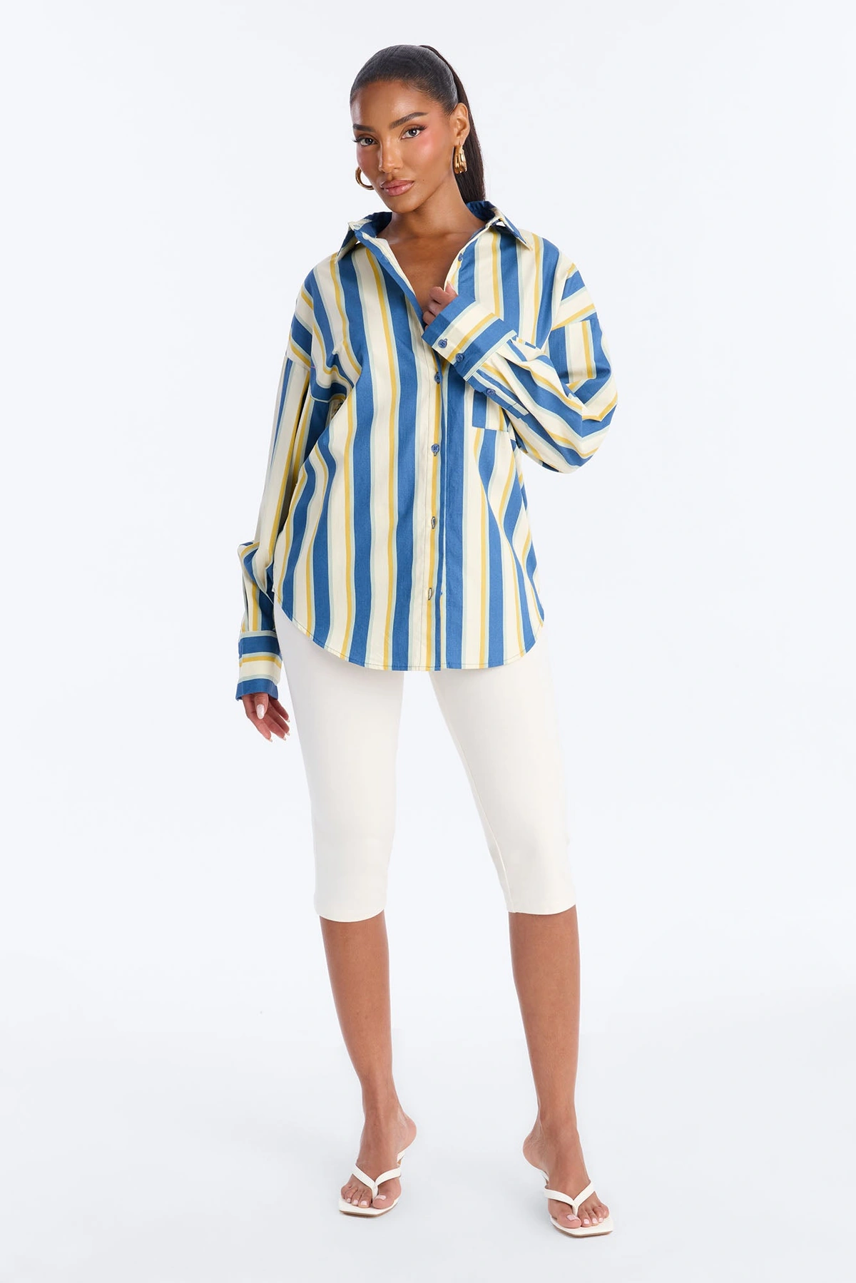 I'm The Main Topic Striped Shirt - Blue/combo — Azul/combinação