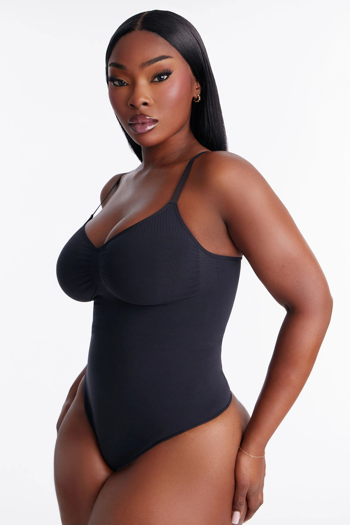 Nova Sculpt Seamless Strong Compression Thong Bodysuit - Black — Preto