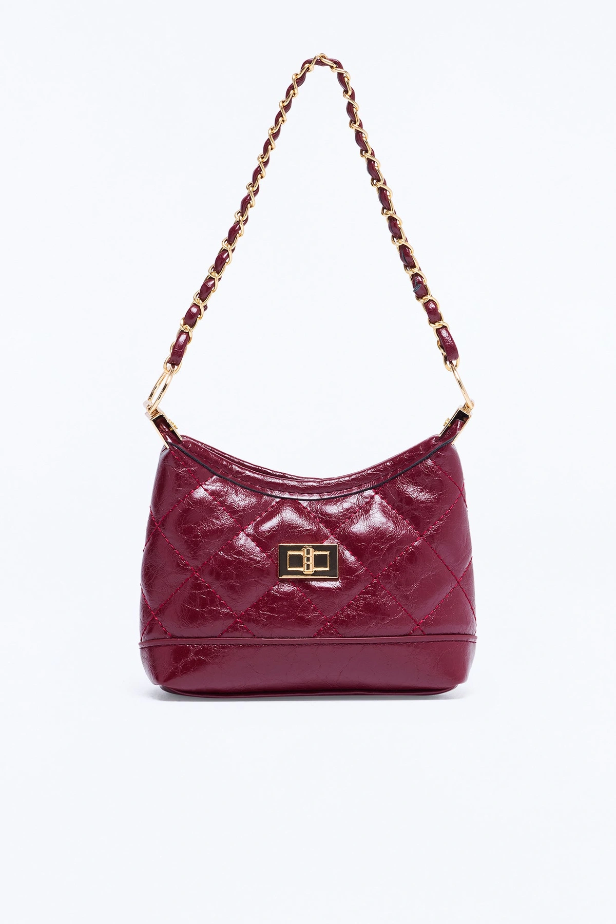 Quilted Dreams Faux Leather Crossbody Handbag - Burgundy — Bordô