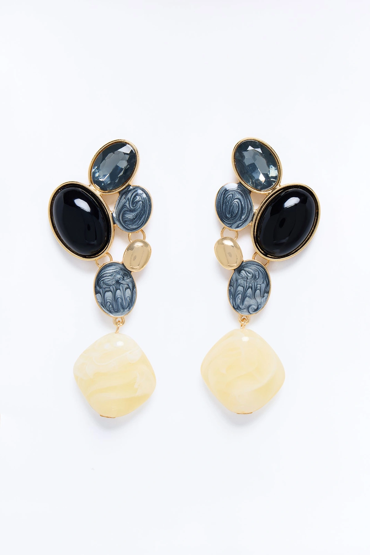 Want All The Jewels Drop Earrings - Black/combo — Preto/combinação