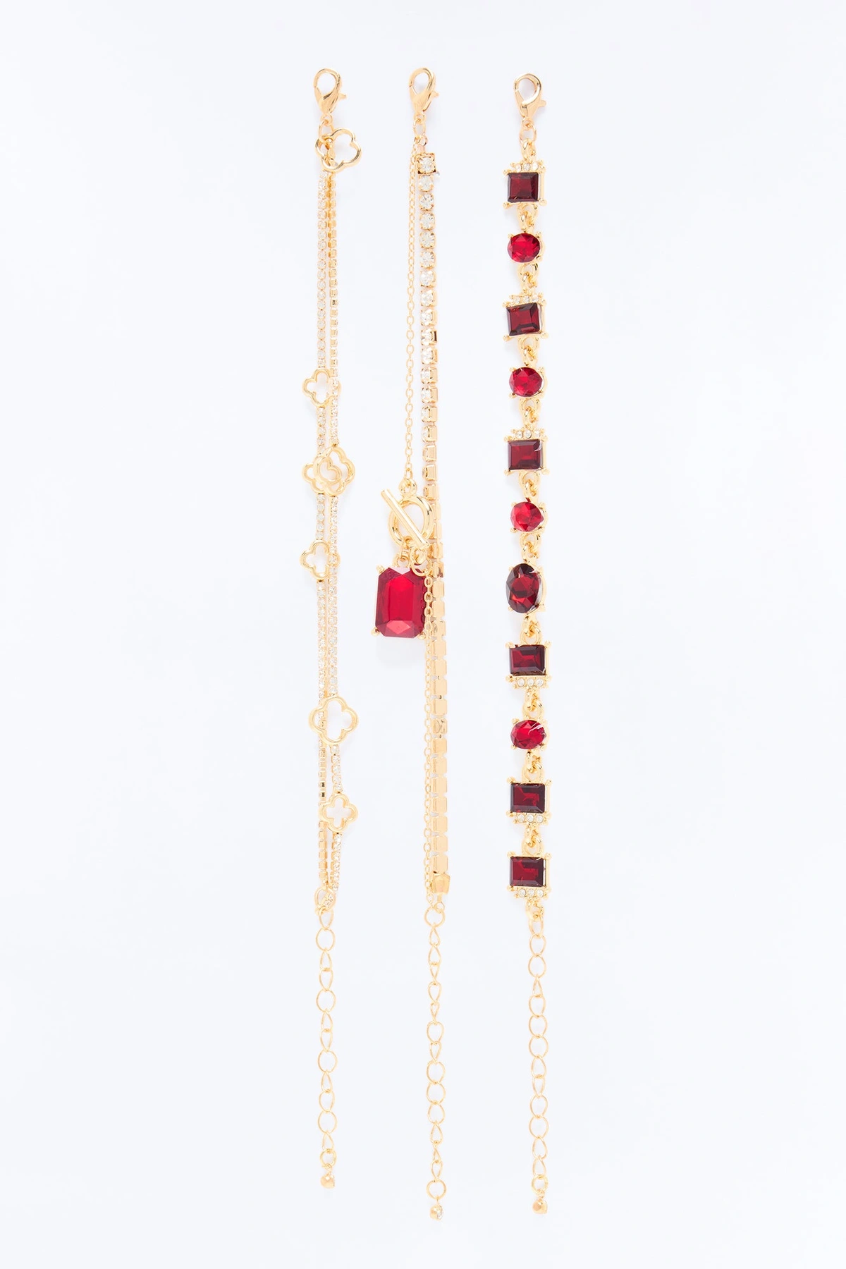 Luckiest Gem 4 Piece Bracelet Set - Burgundy/combo — Bordô/combinação
