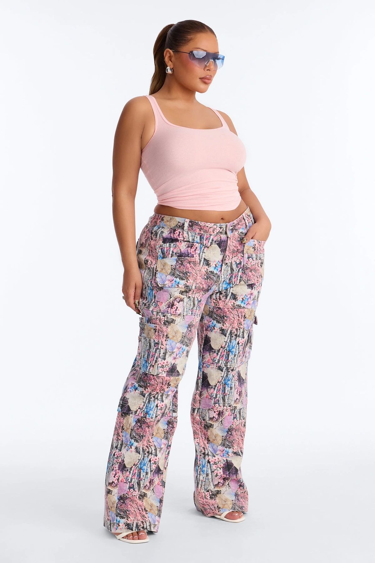 Bree Floral Camo Stretch Cargo Straight Leg Jeans - Camouflage — Camouflage