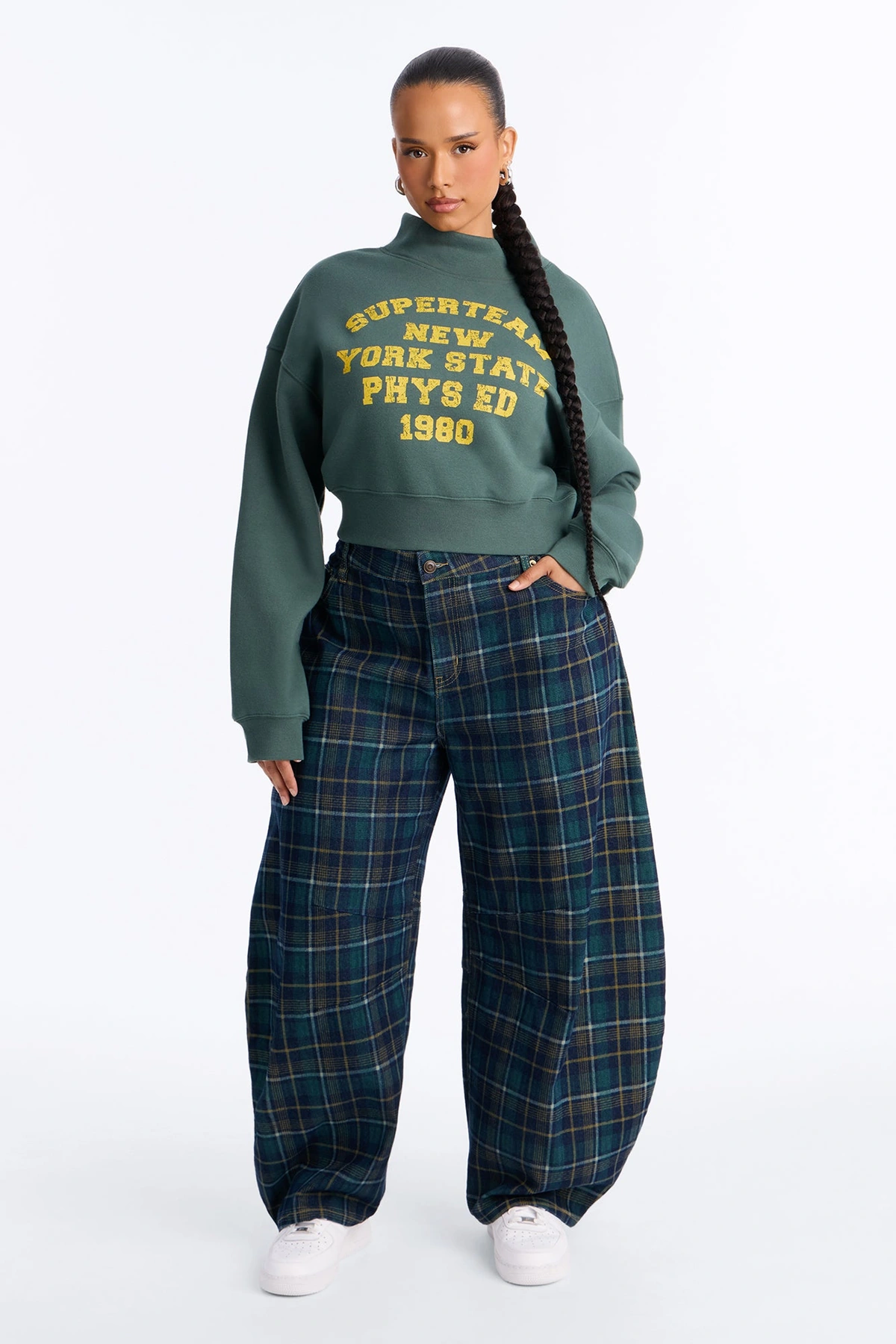 Super Team NY Cropped Sweatshirt - Hunter — Verde-escuro