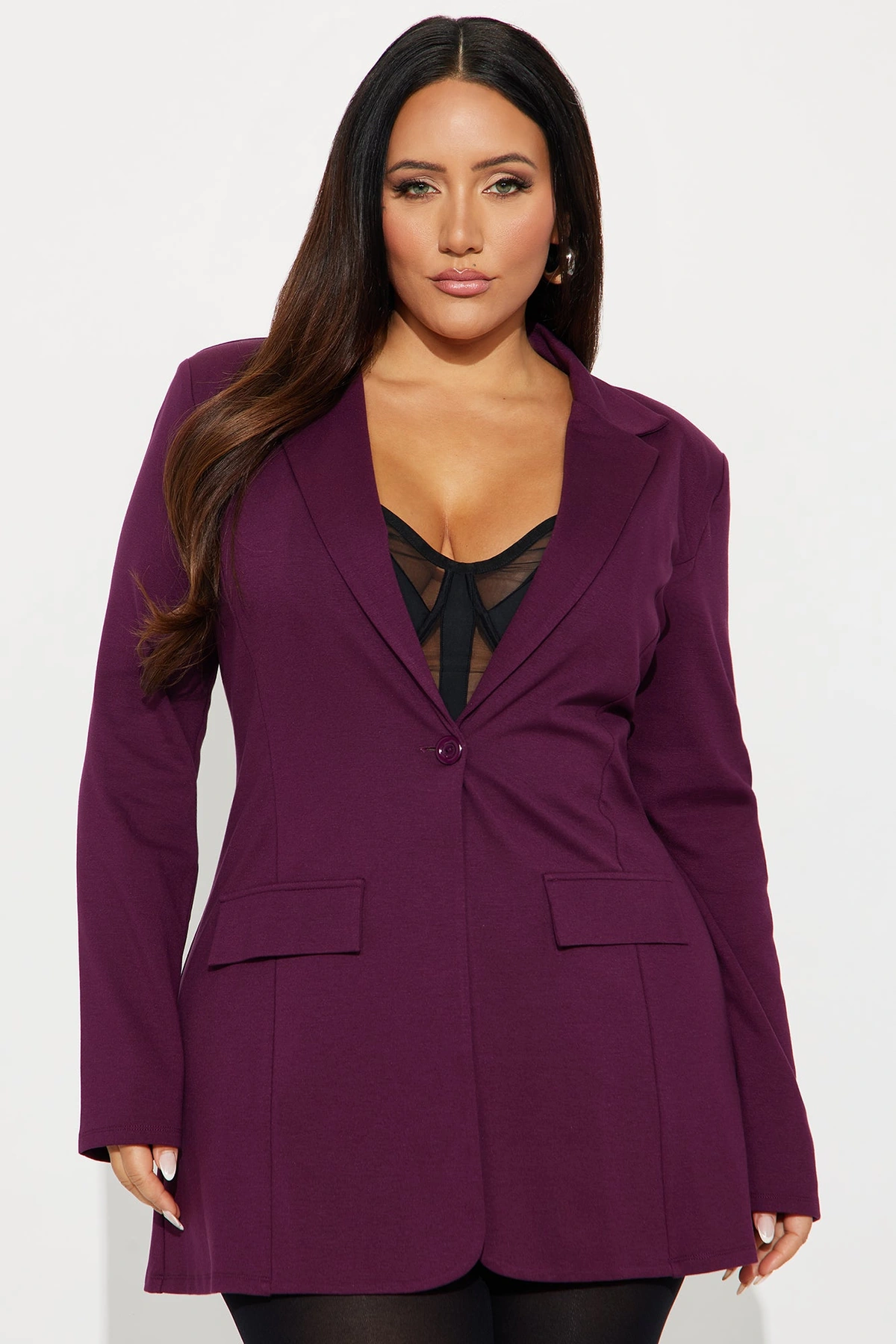 Cindy Blazer And Micro Short Set - Eggplant — Eggplant