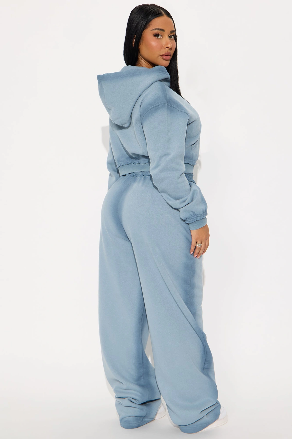 Wynona Washed Fleece Pant Set - Slate Blue — Slate Azul